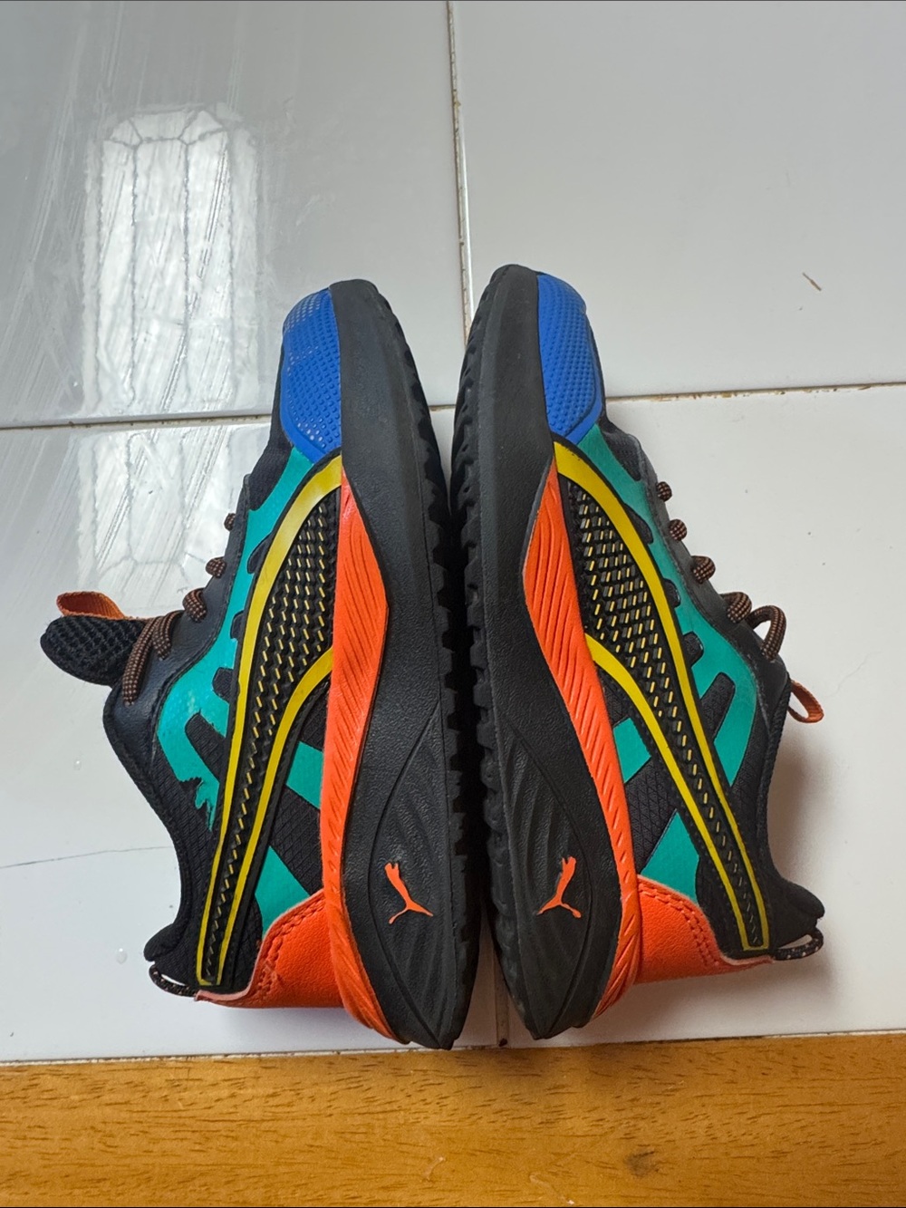 Kids Multicolor Athletic Sneakers - Orange/Blue/Green